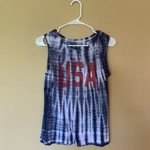 USA blue tie dye tank top